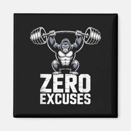 Zero Excuses Gorilla Gym Motivational Workout  マグネット (正面)