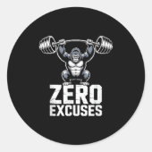 Zero Excuses Gorilla Gym Motivational Workout  ラウンドシール (正面)