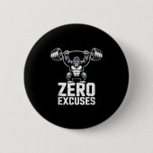 Zero Excuses Gorilla Gym Motivational Workout  缶バッジ (正面)