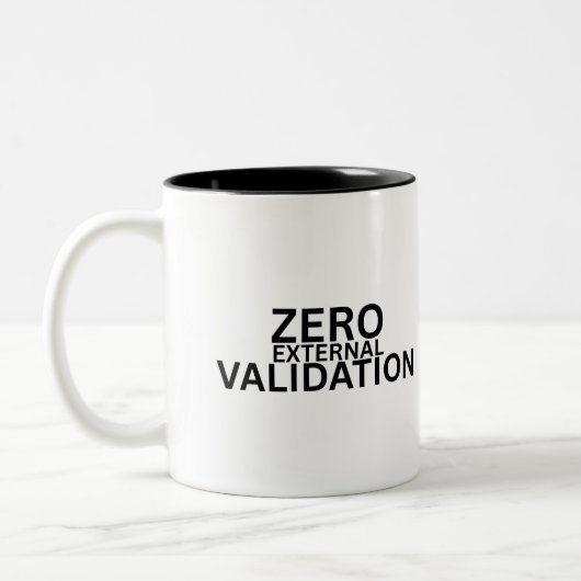 Zero External Validation Black and White Accent  ツートーンマグカップ (左)