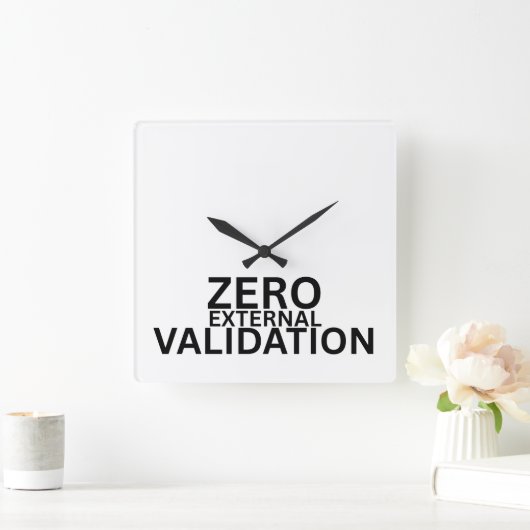 Zero External Validation Minimalist スクエア壁時計 (ホーム)