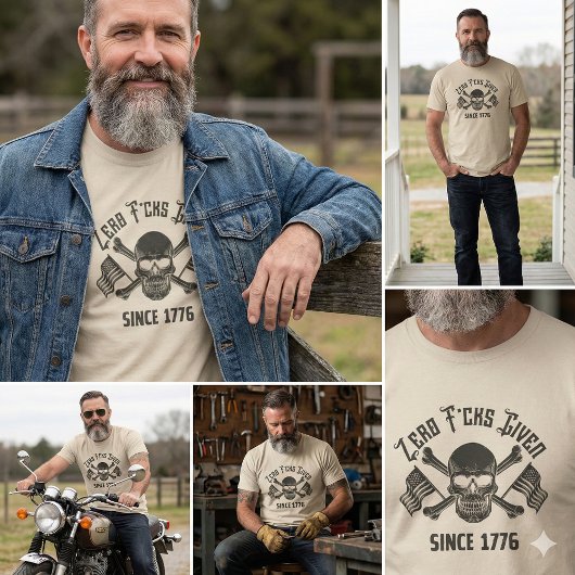 Zero F*cks Given Since 1776, Skull T-Shirt Tシャツ