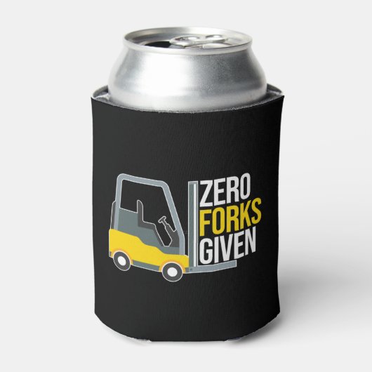 Zero Forks Given Funny Forklift Pun 缶クーラー (缶正面)