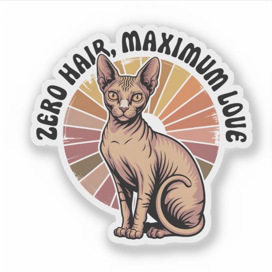 Zero Hair Maximum Love Sphynx Art シール (正面)