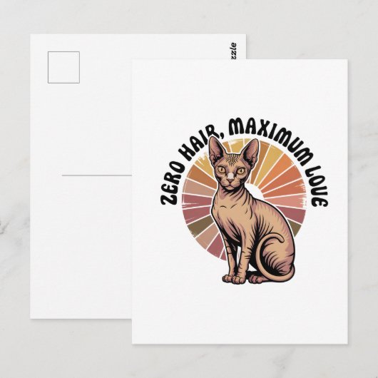 Zero Hair Maximum Love Sphynx Art ポストカード (正面/裏面)