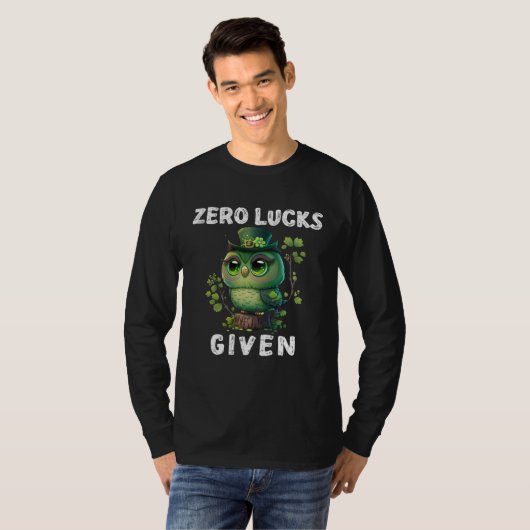 Zero Lucks Given  Cute Owl St Patricks Day Party W Tシャツ (正面フル)