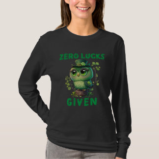 Zero Lucks Given  Cute Owl St Patricks Day Party W Tシャツ