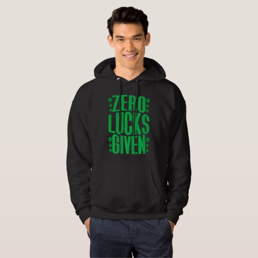Zero Lucks Given Irish Shamrock Lucky St Patricks パーカ (正面フル)