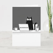 Zero Meowtivation Cat – Funny Lazy Work Cartoon カード (正面)