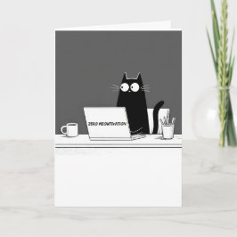 Zero Meowtivation Cat – Funny Lazy Work Cartoon カード