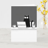 Zero Meowtivation Cat – Funny Lazy Work Cartoon カード (黄色い花)