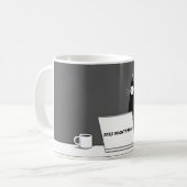 Zero Meowtivation Cat – Funny Lazy Work Cartoon コーヒーマグカップ (正面左)