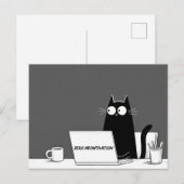 Zero Meowtivation Cat – Funny Lazy Work Cartoon シーズンポストカード (正面/裏面)