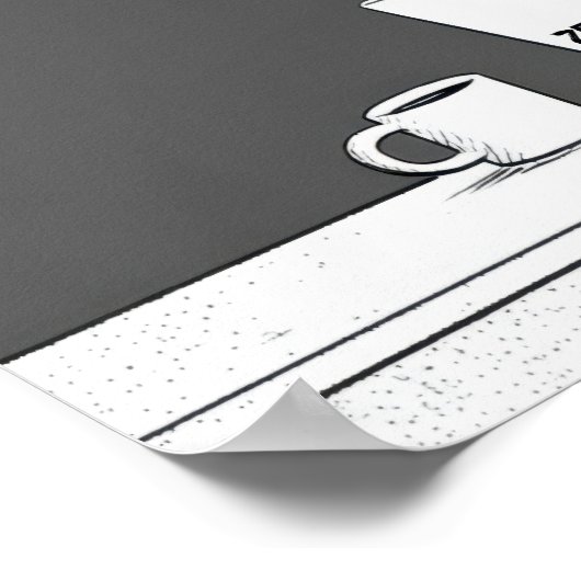 Zero Meowtivation Cat – Funny Lazy Work Cartoon ポスター (角)