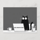 Zero Meowtivation Cat – Funny Lazy Work Cartoon ポストカード (正面)