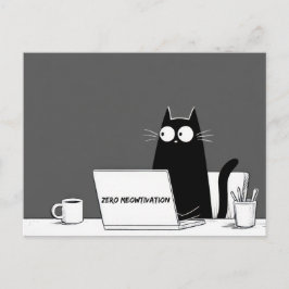 Zero Meowtivation Cat – Funny Lazy Work Cartoon ポストカード