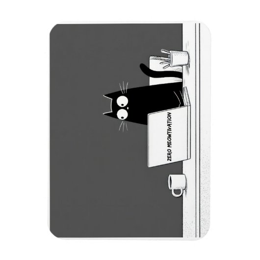 Zero Meowtivation Cat – Funny Lazy Work Cartoon マグネット (縦)