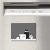 Zero Meowtivation Cat – Funny Lazy Work Cartoon マグネット (インサイチュ (食洗機))