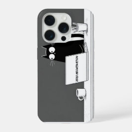 Zero Meowtivation Cat – Funny Lazy Work Cartoon iPhone 15 Proケース