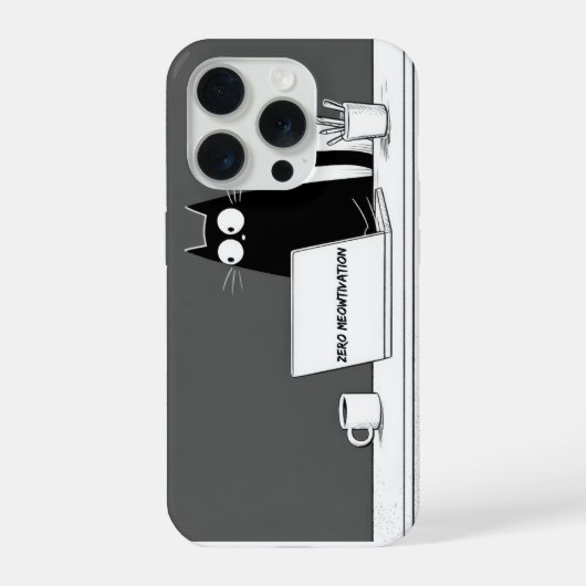 Zero Meowtivation Cat – Funny Lazy Work Cartoon iPhoneケース (裏面)