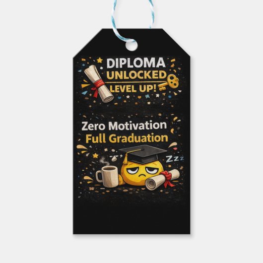Zero Motivation Full Graduation Funny Shirt  ギフトタグ (正面)
