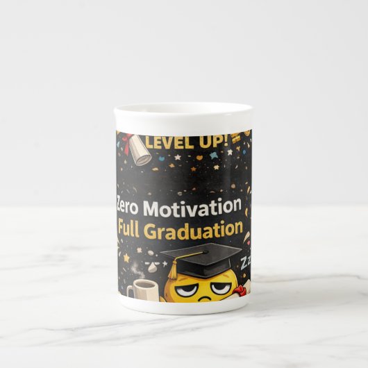Zero Motivation Full Graduation Funny Shirt  ボーンチャイナマグカップ (正面)