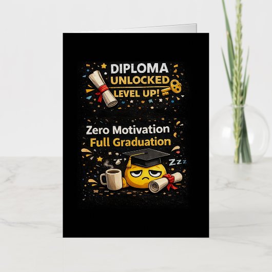Zero Motivation Full Graduation Funny Shirt  箔グリーティングカード (正面)