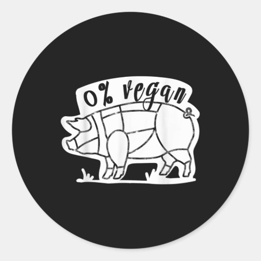 Zero Percent Vegan Funny Bbq Carnivore Meat Eater  ラウンドシール (正面)