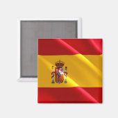 zES002なびくスペインの国旗、スペイン、冷蔵庫 マグネット (正面/裏面)