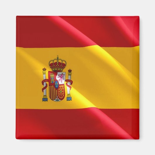 zES002なびくスペインの国旗、スペイン、冷蔵庫 マグネット (正面)