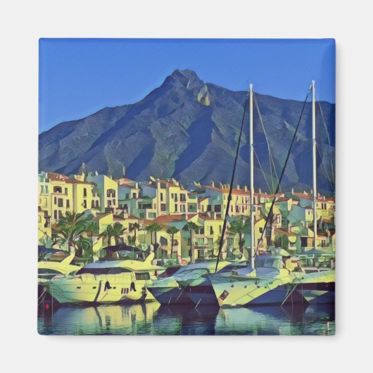 zES004 MARBELLA panorama Andalusiaスペイン，冷蔵庫 マグネット (正面)