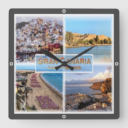 zES008 LAS PALMAS Gran Canaria, スクエア壁時計 (正面)