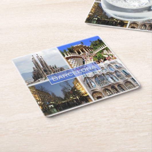 zES010 BARCELONA，スペイン，ヨーロッパ， スクエアペーパーコースター (アングル)