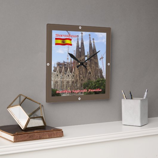 zES013 BARCELONA Basilica Sagrada Familia, スクエア壁時計 (オフィス)