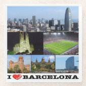 zES022 i love BARCELONA, Spain, Europe, ガラスコースター (正面)