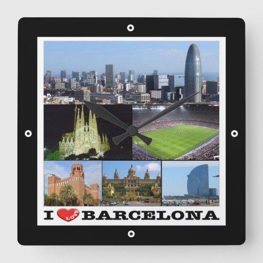 zES022 i love BARCELONA, Spain, Europe, スクエア壁時計 (正面)