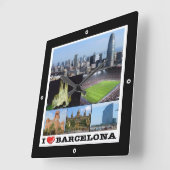 zES022 i love BARCELONA, Spain, Europe, スクエア壁時計 (傾斜)
