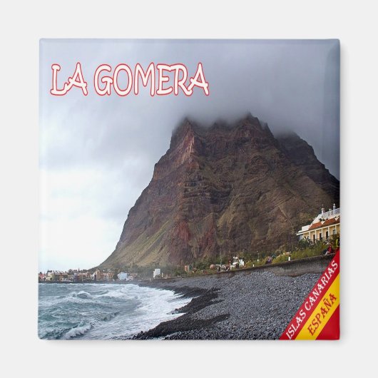 zES024 LA GOMERA,ビーチ，スペイン，冷蔵庫 マグネット (正面)