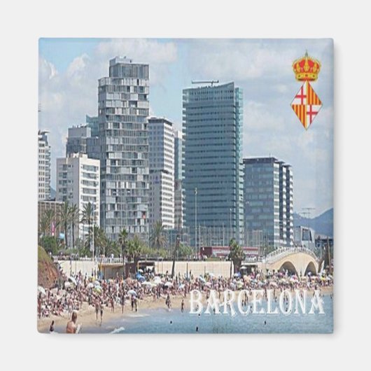 zES042 BARCELONA,ザビーチ,スペイン,冷蔵庫 マグネット (正面)