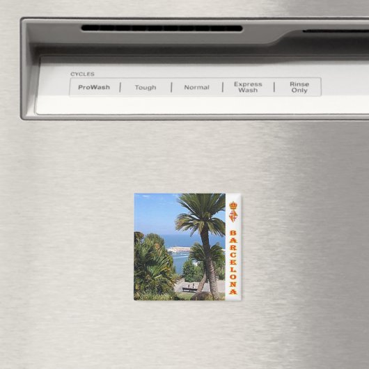 zES044 BARCELONA Panorama,冷蔵庫 マグネット (インサイチュ (食洗機))