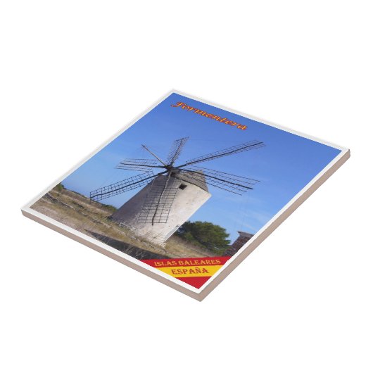 zES062 FORMENTERA WINDMIL、Balearicスペイン， タイル (側面)