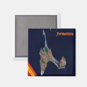 zES069 FORMENTERA VIEW FROM SATELLITE, Balearic, マグネット (正面/裏面)