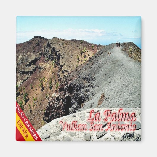 zES081 LA PALMA, VOLCAN SAN ANTONIO，スペイン，冷蔵庫 マグネット (正面)