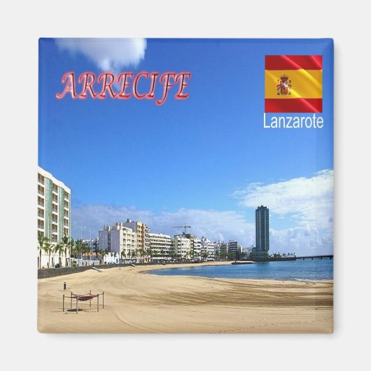 zES086 LANZAROTE, ARRECIFE，スペイン，冷蔵庫 マグネット (正面)