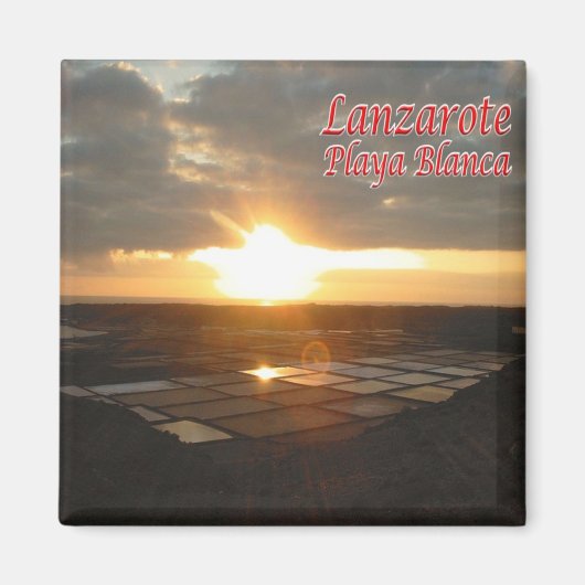 zES087 LANZAROTE，白いビーチ，スペイン，冷蔵庫 マグネット (正面)