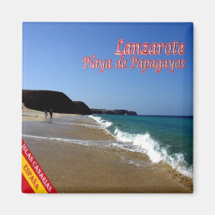 zES088 LANZAROTE、パパガヨスビーチ、スペイン、冷蔵庫 マグネット