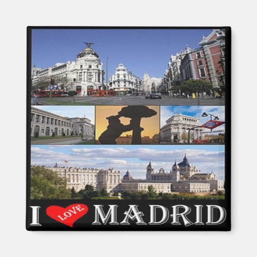 zES092 MADRID, I LOVE，スペイン，冷蔵庫 マグネット (正面)