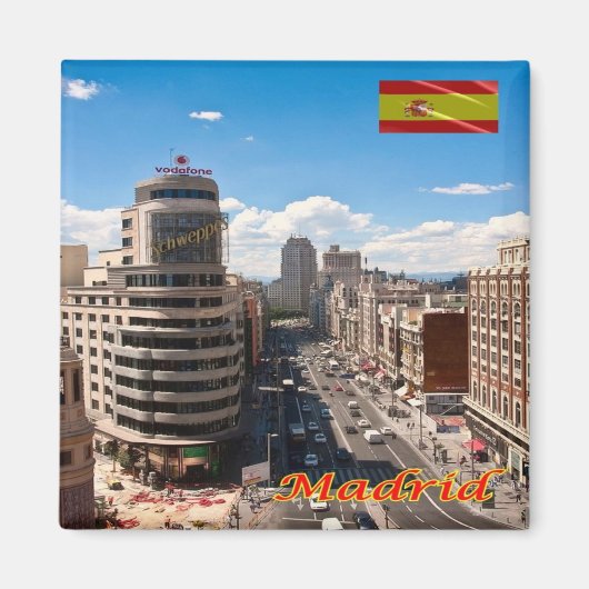 zES094 MADRID, DOWNTOWN AVENUE，スペイン，冷蔵庫 マグネット (正面)