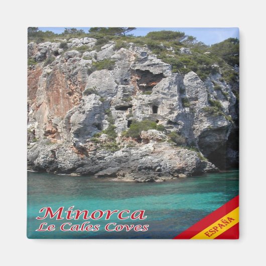 zES115 MENORCA, LE CALES COVES,冷蔵庫 マグネット (正面)