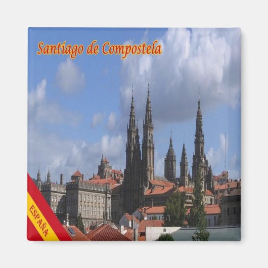 zES129 SANTIAGO DE COMPOSTELA，パノラマ，冷蔵庫 マグネット (正面)